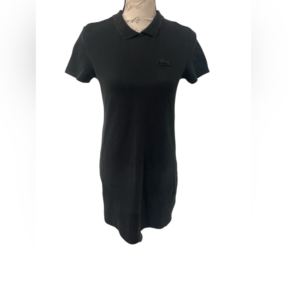 Lacoste L!VE Polo Collar Black Mini Dress 96 % Cotton 4% Elastane SZ 36/S EUC